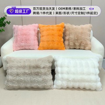 雙面仿兔毛絨抱枕輕奢靠枕大靠背墊客廳沙發枕頭枕套不含芯高級感