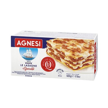 AGNESI 義大利千層麵 杜蘭小麥麵粉製成  500g  1盒