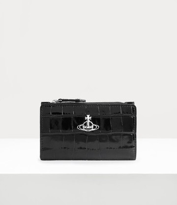Vivienne Westwood Crocodile Slim Flap Card Holder Leather Black One Size Unisex