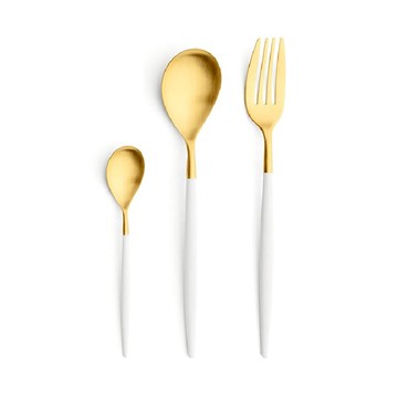 MIO系列-霧面金色不銹鋼-點心叉點心匙咖啡匙-點心3件組 奶茶金點心3件組