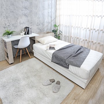 Boden-蕾雅3.5尺單人多功能收納床組(伸縮書桌型床頭箱+三抽收納床底-不含床墊)