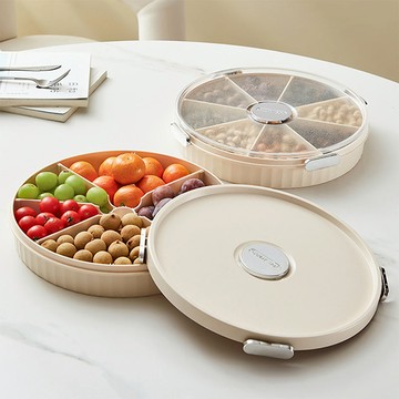 密封式可調節分隔乾果盤/零食盤(附蓋)-多色可選 透明色