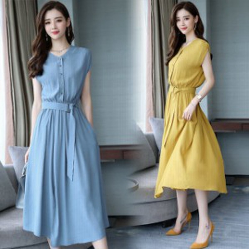着痩せ 夏ワンピース ワンピース シフォンワンピース シャツワンピース Aライン ベルト付き 30代40代50代 フォーマルワンピース 膝丈 通販 Lineポイント最大get Lineショッピング