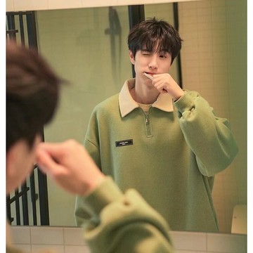 【COMOON】日系復古POLO領大學T M-3XL 華夫格撞色設計 寬鬆百搭 男生上衣 衛衣男