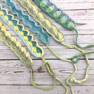 梵谷星夜風格。毛線鉤織髮帶/髮飾/髮箍