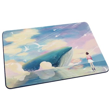 台灣製造 插畫風系列 軟式珪藻土地墊 吸水地墊-鯨魚與小女孩60*40*0.5cm_廠商直送