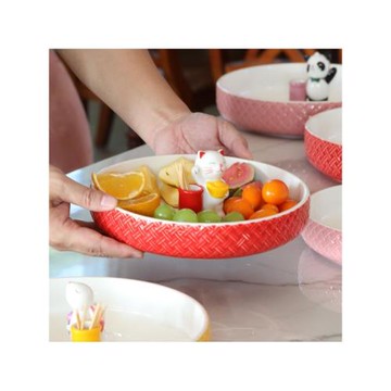 陶瓷水果盤客廳高顏值水果收納盤酒店餐廳收納盤子可愛動物水果碟