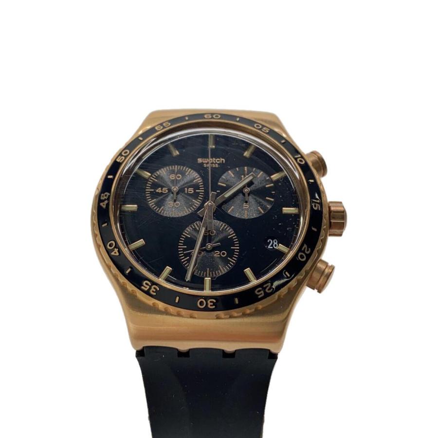 SWATCH◇STAIN SHEEN/クォーツ腕時計/アナログ/ラバー/BLK