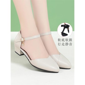 夏季真皮軟底中空包頭涼鞋中年媽媽鞋跳舞中老年女士皮鞋單鞋女鞋