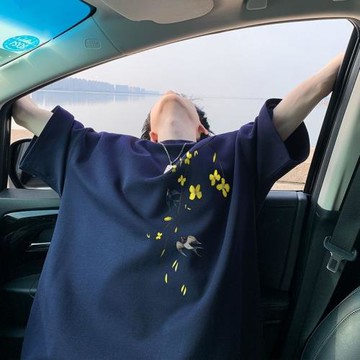 大碼300斤純棉短袖T恤男裝夏季國風潮流印花體恤百搭寬松休閑上衣