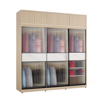 文創集 維爾泰岩板7尺鋁框加高玻璃衣櫃組合(吊衣桿x5＋內多分層格)-182x60x236cm免組