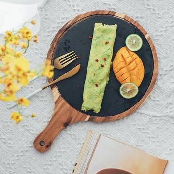 半宅北歐風美食攝影道具牛排盤壽司披薩平盤實木盤石盤托盤早餐盤