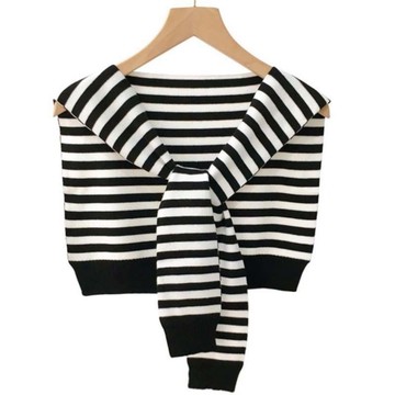 🧣【條紋純色針織披肩】秋冬打結外搭➤春夏空調房保暖✅搭肩護脖潮流設計✨多用途  臺灣出貨 Y2EU