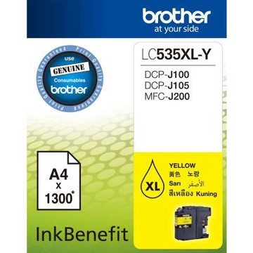 【Brother 兄弟】LC535XL-Y 原廠超高容量黃色墨水匣