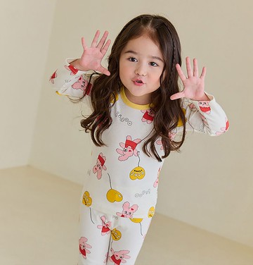 愛心氣球兔兔-舒棉雲柔衣長袖韓國童裝-K51709