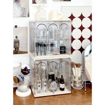 桌面化妝品收納盒輕奢防塵大容量梳妝臺亞克力口紅護膚品置物架子
