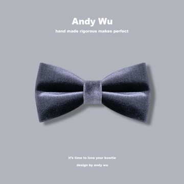 AndyWu天鵝絨絲絨夜幕灰色領結男士新郎結婚婚禮蝴蝶結煲呔伴郎團