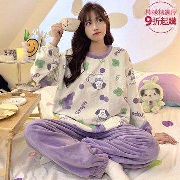 【加厚保暖】法蘭絨睡衣 珊瑚絨睡衣 家居服套裝 冬季睡衣 卡通睡衣 學生睡衣 秋冬新款 柔軟親膚 長袖長褲 情侶閨蜜可穿