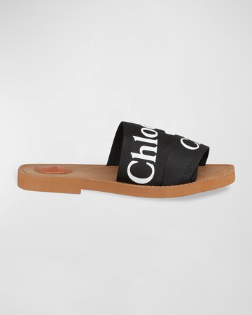 Woody Flat Logo Ribbon Slide Sandals