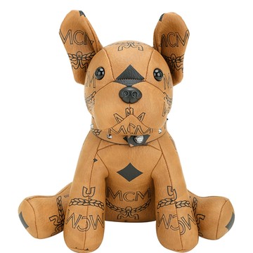 MCM PUP MAXI VISETOS 經典品牌印花帆布小狗玩偶(棕色)