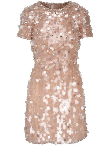 Carolina Herrera - bead-embellished sequined minidress - women - Nylon - 6 - Neutrals