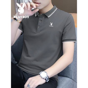 花花公子夏季純棉短袖T恤男商務休閑POLO衫男士青年韓版修身上衣