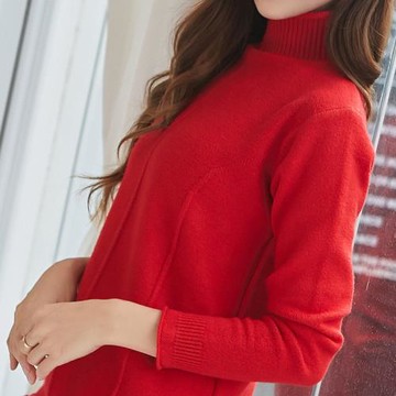 清倉！新款短款半高領毛衣打底衫女長袖套頭厚修身顯瘦針織衫秋冬