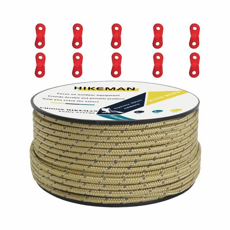 テントロープ パラコード ガイロープ タープ用 張り綱 反射材入り 50m 3mm/4mm/5mm 耐荷重400kg 多機能 自在金具付き |  LINEショッピング