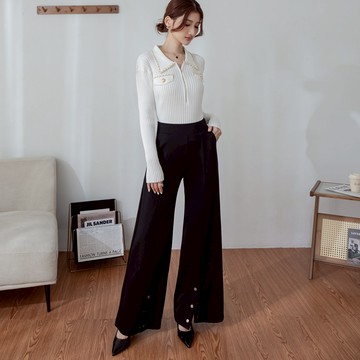 niceioi 自信氣場前擺開岔羅馬布寬褲