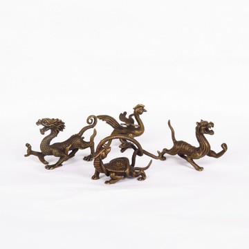 銅四神獸擺件靈獸擺件青龍白虎朱雀玄武 銅四方神四大神獸