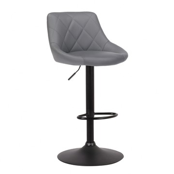 E-home Douglas道格拉斯菱格紋PU升降黑腳吧檯椅-四色可選灰色