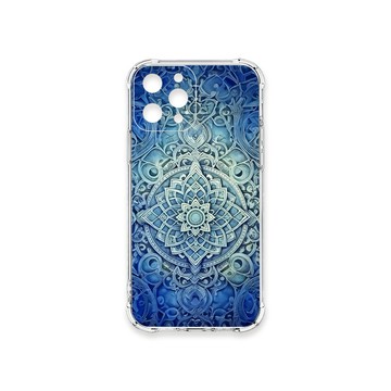 iPhone 12 Pro 殼 TRON IPhone 12 PRO 藍色漸層印度Henna幸運祝福圖騰 四角防摔殼 手機殼
