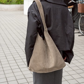 韓國製 Bucks & Leather 單肩托特包 麂皮 (三色） - 麂皮灰