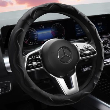 新款跨境亞馬遜爆款全皮方向盤套 皮革把套四季通用方向盤套代發