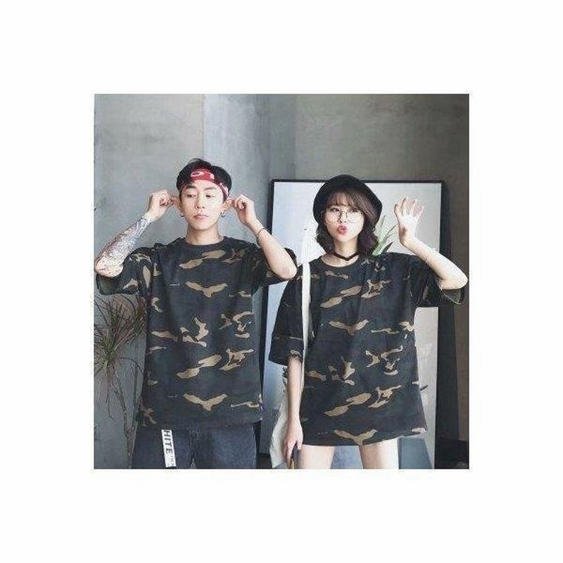 半袖迷彩柄トップスカットソーカジュアルかっこいいおしゃれシンプルtシャツレディースメンズ夏用女の子男の子男 通販 Lineポイント最大0 5 Get Lineショッピング