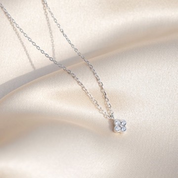 小四葉草純銀項鍊 輕珠寶項鍊 幸運 祝福項鍊 聖誕禮物