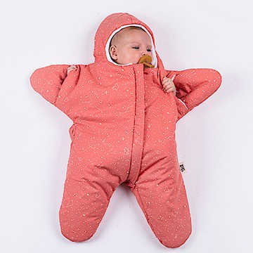 【小海星標準版-珊瑚橘 】鯊魚咬一口BabyBites純棉嬰幼兒睡袋