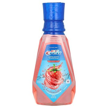 Crest, 兒童專用防齲齒含氟漱口水，不含乙醇，適用於 6 歲及以上兒童，草莓味，16.9 液量盎司（500 毫升）