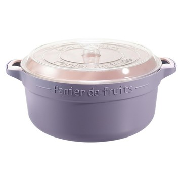 歐式雙層帶蓋保鮮瀝水籃  可收納  可清洗  防塵保鮮  圓形/方形可選  29.5 x 22.5 x 13cm  紫色  1個