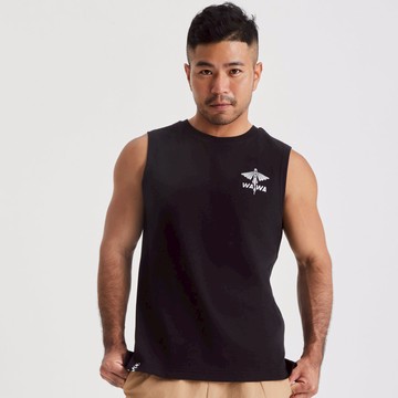 【漂浮熱浪島】銀盔閃爍飛魚排汗寬肩背心黑款(男女適用)