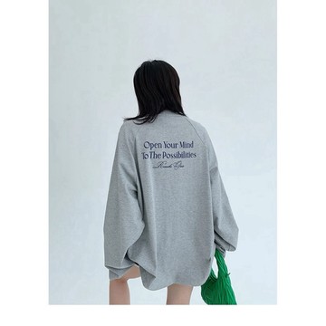 【RICECAKE & OISIS】美式簡約 字母印花 長袖t恤 高級感 百搭 oversize 上衣 女