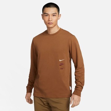 NIKE  上衣 男款 長袖上衣 大學T 運動 CNY 龍年 AS M NK DF PRMRY LS TOP CNY GC 咖啡 FZ6376-281