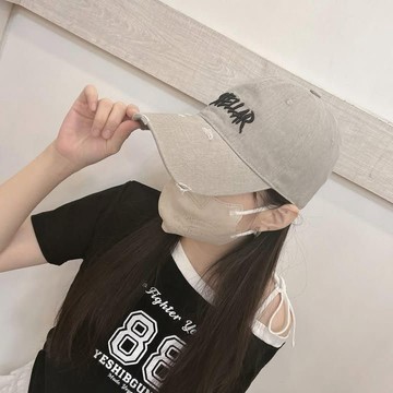 雙色水洗牛仔刺繡破壞感老帽