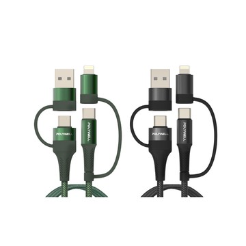 【蝦皮直營】POLYWELL 四合一PD編織快充線 1-2米 適用 PD快充 USB Type C 蘋果 充電線