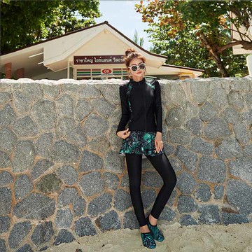 【Biki 比基尼妮】M-2XL陽光拉鍊長袖後工字五件套泳衣泳裝比基尼-工字五件組