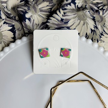 花磚物語 櫻桃蘇打 花磚 手繪熱縮片 耳環