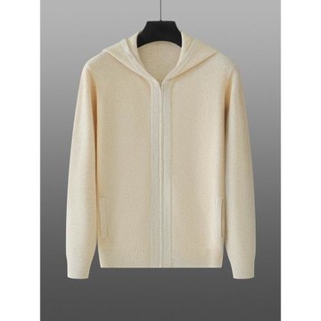 羊絨帽衫男開衫秋冬新款寬松針織羊毛衫帶帽加厚連帽毛衣拉鏈外套