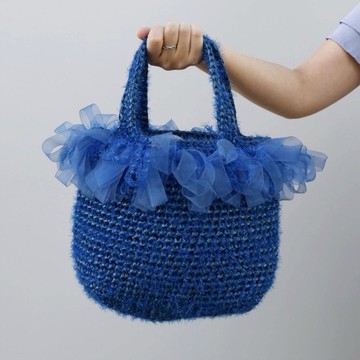 深藍色手提包　日本製　輕量款　YURIPOP　FRINGED NAVY Chiffon