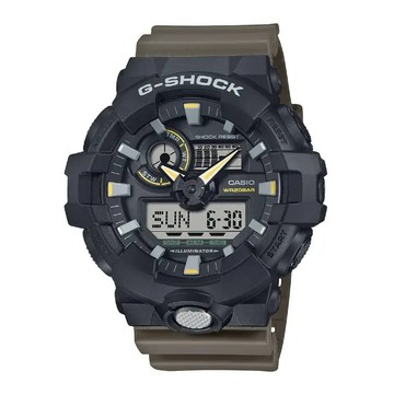 G-SHOCK 大錶徑 黑x橄欖綠 雙顯電子錶