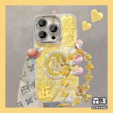 旋轉發財 羽紗殼 手機殼 適用於 蘋果 iPhone16 15 14 13 12 11 ProMax 防摔保護殼